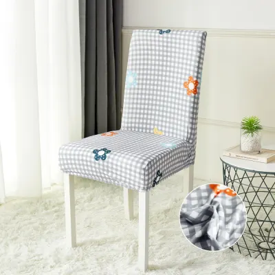 Set 6 huse universale pentru scaun, ELASTICE, Jojo Home, Gri, carouri, flori