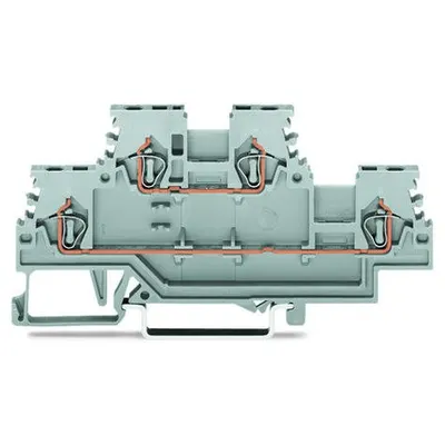 Double-deck terminal block; Through/through terminal block; L/L; for DIN-rail 35 x 15 and 35 x 7.5; 1.5 mm²; CAGE CLAMP®; 1,50 mm²; gray