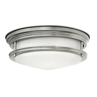 Corp de iluminat decorativ pentru exterior, Hadrian 2 Light Flush Mount – Opal Glass – Antique Nickel