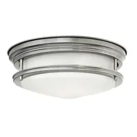 Corp de iluminat decorativ pentru exterior, Hadrian 2 Light Flush Mount – Opal Glass – Antique Nickel