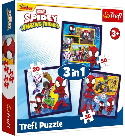 Puzzle Trefl 3 in 1 - Spidey și prietenii lui minunați