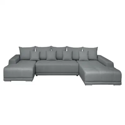 Coltar extensibil MARIBO U, cu arcuri si lada depozitare, colt dreapta, gri deschis, 350x203x90 cm