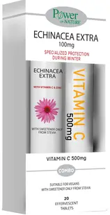 Echinacea Extra + Vitamin C, 100 mg/500 mg, 2 x 20 comprimate efervescente, Power of Nature