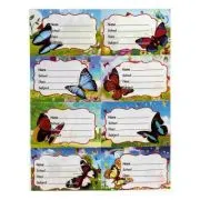 Etichete scolare CNX 8/coala, model fluture, 10 coli/set