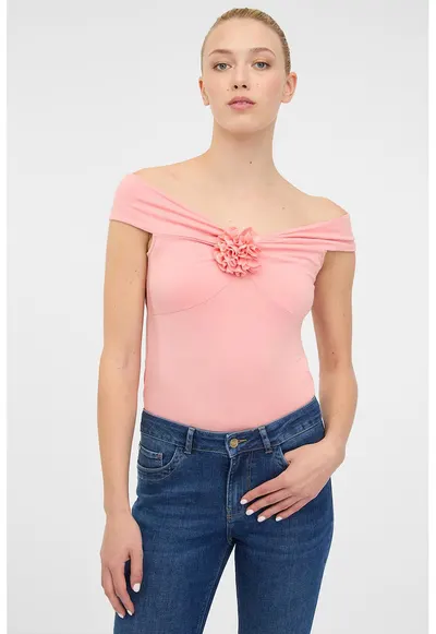 Bluza uni slim fit - Roz deschis