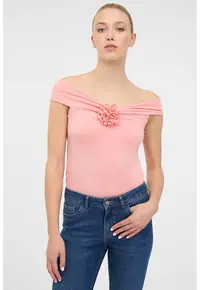 Bluza uni slim fit - Roz deschis