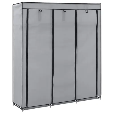 vidaXL Șifonier cu bare și compartimente, gri, 150x45x175 cm, textil