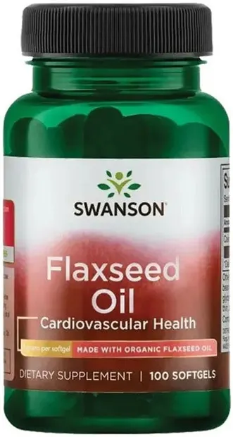 Flaxseed Oil, 1 g, 100 capsule moi, Swanson