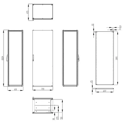 Dulap inseriabil cu 1 usa IP55 I=2200 L=800 A=600 mm