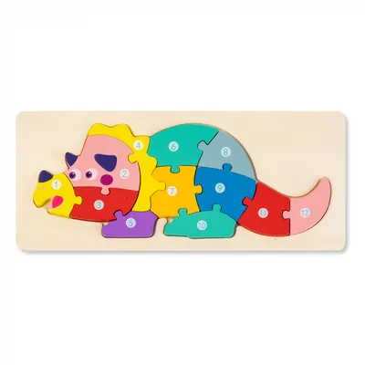 Puzzle 3D din Lemn Dinozaur Nr.2, 12 Piese