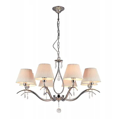 Lustra Talia - H(min) 710mm, H(max) 1010mm, ⌀ 770mm , White, 8 X E14 (40W), Metal, Cotton on PVC, IP20, 4.3kg