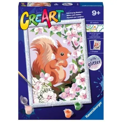 Ravensburger - CreArt pictura pe numere pentru copii cu sclipici veverita