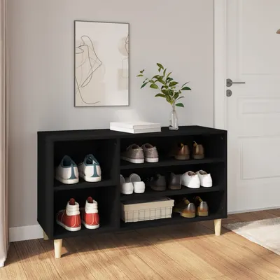 Gossi pantofar, negru, 102x36x60 cm, lemn compozit