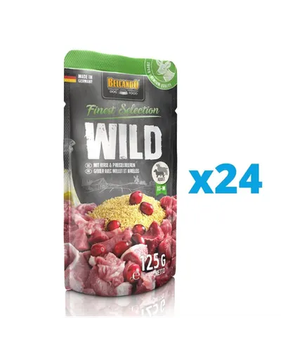 BELCANDO Finest Selection hrana umeda pentru caini, vanat cu mei si merisoare de munte 24x125 g