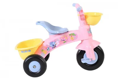 Tricicleta pentru copii, Disney Stitch Roz, recomandata pentru 1-3 ani, cos transport pe ghidon, greutate maxima admisa 25 kg