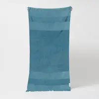 Prosop de plajă din bumbac Sunnylife Summer Stripe, 175 x 90 cm, albastru
