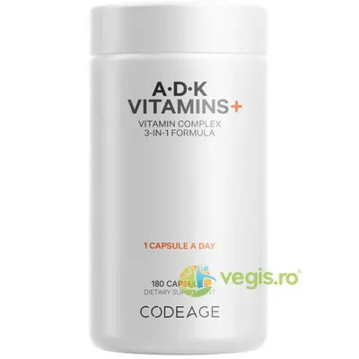 A-D-K Vitamin Supplement Formula pentru o Piele Sanatoasa, Oase Puternice si Sistem Imunitar Activ 180cps
