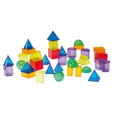 Set 36 corpuri geometrice translucide pentru tablete si mese luminoase