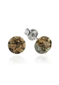 Cercei Argint 925 placat cu rodiu cu cristale Swarovski® Xirius 6mm - Maro