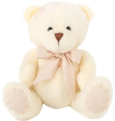 Jucărie de pluș Amek Toys - Ursuleț cu panglică bej, alb, 20 cm