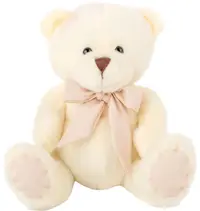 Jucărie de pluș Amek Toys - Ursuleț cu panglică bej, alb, 20 cm