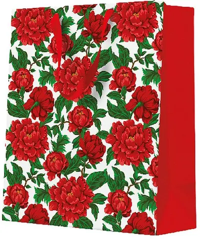 Punguță cadou PAW - Red Peony Bloom, 20 x 25 x 10 cm
