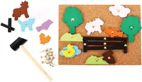 Joc creativ Bigjigs - Ferma, cu placa de pluta si ciocan