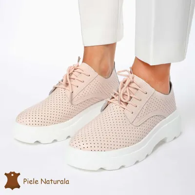 Pantofi Casual Dama Piele naturală CRL0207 ROZ