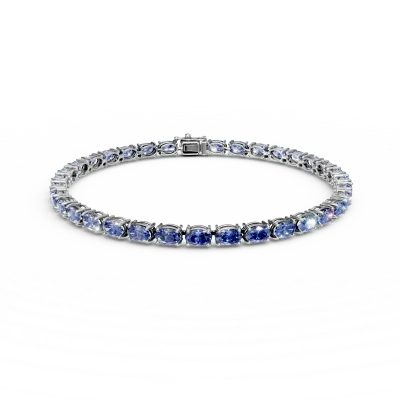 Bratara tennis din aur alb cu tanzanite ovale de 8.04ct