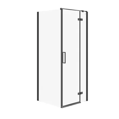 Cabina de dus patrata 80x80 cm Cersanit Jota, negru mat cu usa batanta dreapta
