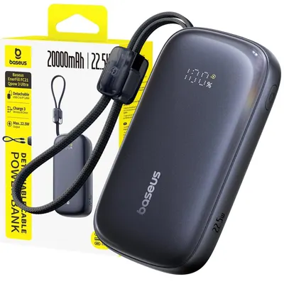 Powerbank Baseus 20000 mAh22.5WUSB-C Lightning cu cablu detașabil