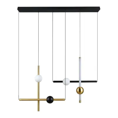Lustră neagră/aurie LED cu intensitate reglabilă Melita – Trio
