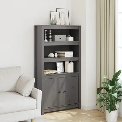 vidaXL Dulap înalt, gri, 80x35x154 cm, lemn masiv de pin
