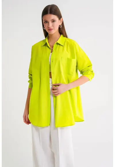 Camasa dama - cu nasturi - verde masliniu - textil