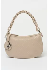 Geanta crossbody de piele ecologica cu model monograma Maya - Bej inchis