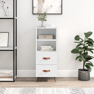 Gossi servanta, alb extralucios, 34,5x34x90 cm, lemn compozit