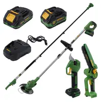 PP-FFTP 7 IN 1 – Set multifuncțional pe acumulator: foarfecă de grădină, fierăstrău cu lanț, trimmer și tijă telescopică PARTNERPRO, 2 acumulatori, brushless
