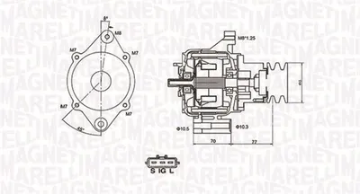 Alternator (12V, 70A) TOYOTA HIACE IV, HILUX VI 2.4D intre 1995-2002