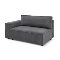 Modul pentru canapea gri închis cu tapițerie din catifea reiată (cu colț pe partea stângă ) Nihad modular – Bobochic Paris