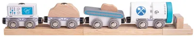 Set de joaca din lemn Bigjigs - Tren de foraj cu șine