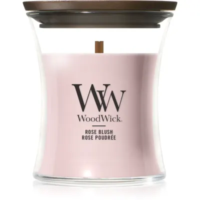 Woodwick Rose Blush lumânare parfumată cu fitil din lemn 85 g
