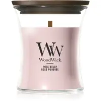 Woodwick Rose Blush lumânare parfumată cu fitil din lemn 85 g