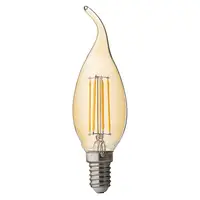 Bec LED cu filament dimabil, tip flacara, 4W, E14, 2500K, 220-240V AC, chihlimbar