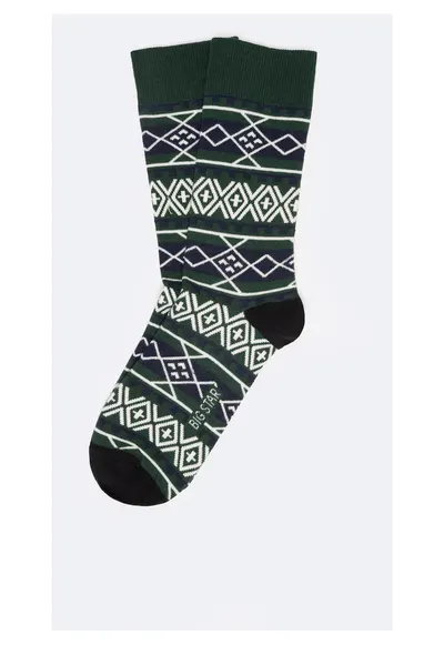 Sosete lungi din bumbac cu model geometric Santos