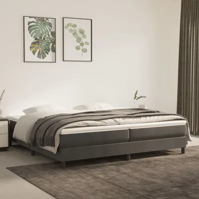 vidaXL Cadru de pat cu arcuri, gri închis, 200x200 cm, catifea