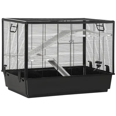 Cusca pentru animale mici de interior cu accesorii PawHut, 80x48x58 cm, negru | Aosom Romania
