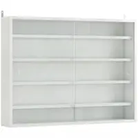 HOMCOM Vitrină de perete din lemn cu polițe reglabile și 2 uși glisante din sticlă 80x9,5x60 cm alb | Aosom Romania