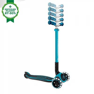 Trotineta pentru copii Globber Ace Lights, ghidon reglabil 5 nivele, greutate maxima 100 kg, rulmenti ABEC 9, culoare albastra