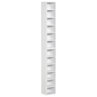 HOMCOM Bibliotecă Raft pentru CD, Set din 2 Piese cu 12 Rafturi din Lemn, 21x19,2x88,3 cm, Alb | Aosom Romania