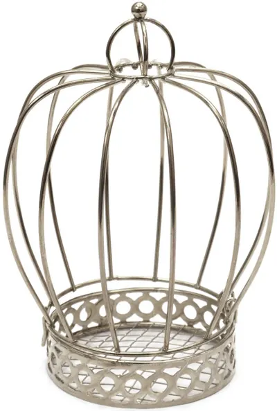 Colivie metalică Em Art - Coroană, 12 x 8 cm, argintiu